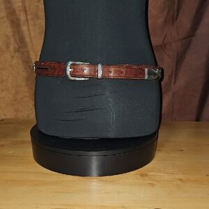 Vintage Brighton Brown Leather Belt with Silver Accents